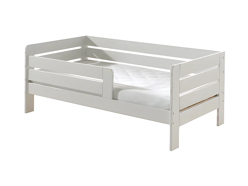 Cama Vipack Ted 70X140 com Estrado de Ripas Branco PETITS-MEUBLES