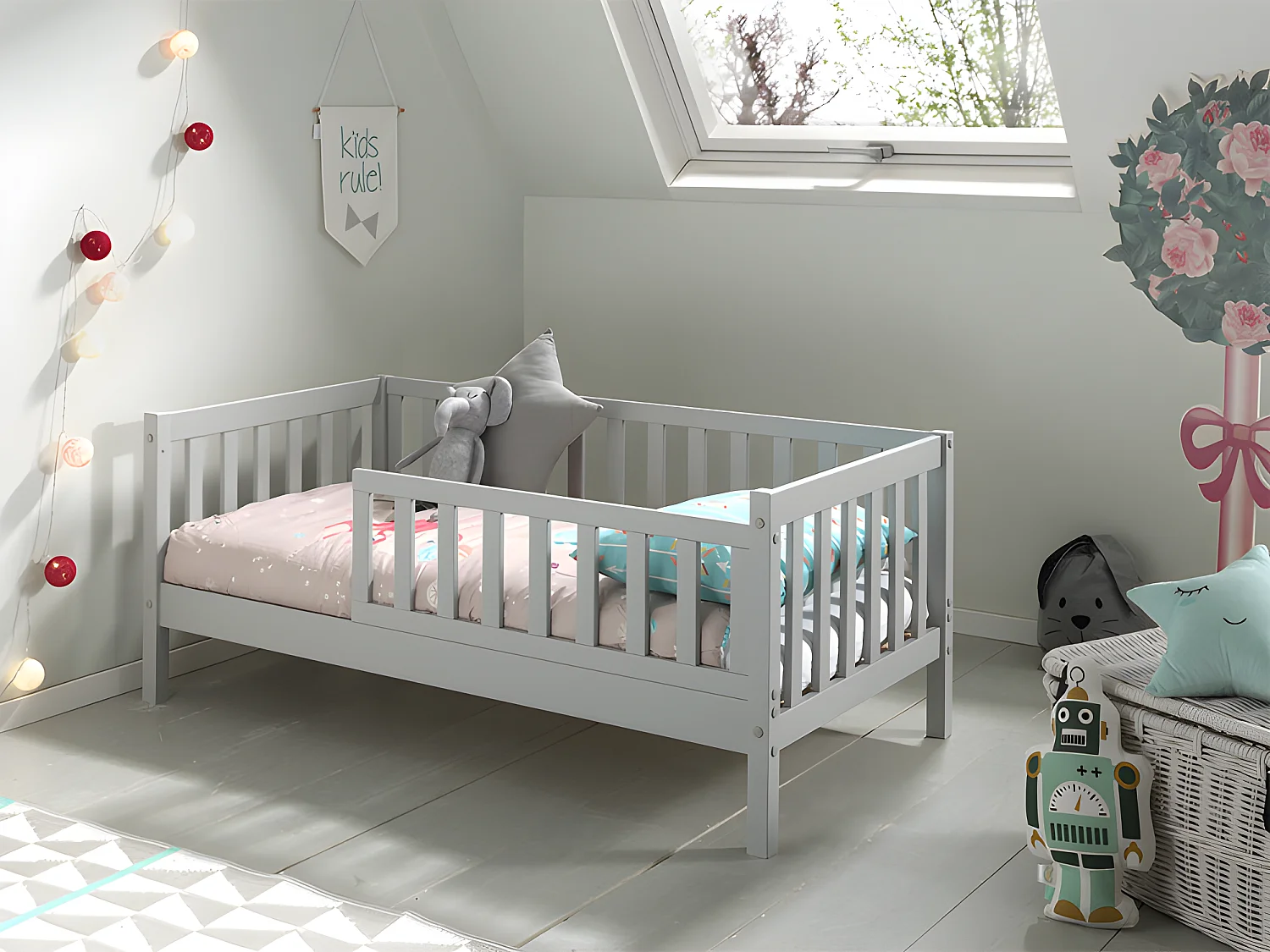 Lit Enfant & Sommier "Toddler II" 70x140cm Gris