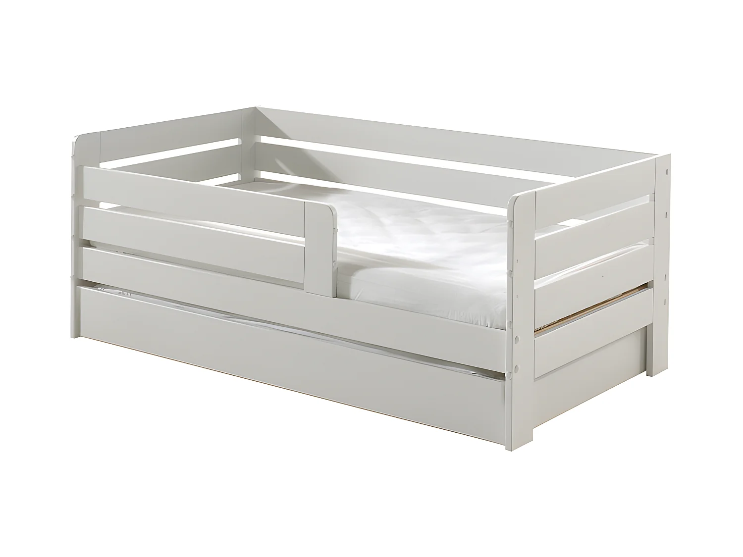 Cama Vipack Ted 70X140 com Estrado de Molas e Gaveta Branco PETITS-MEUBLES