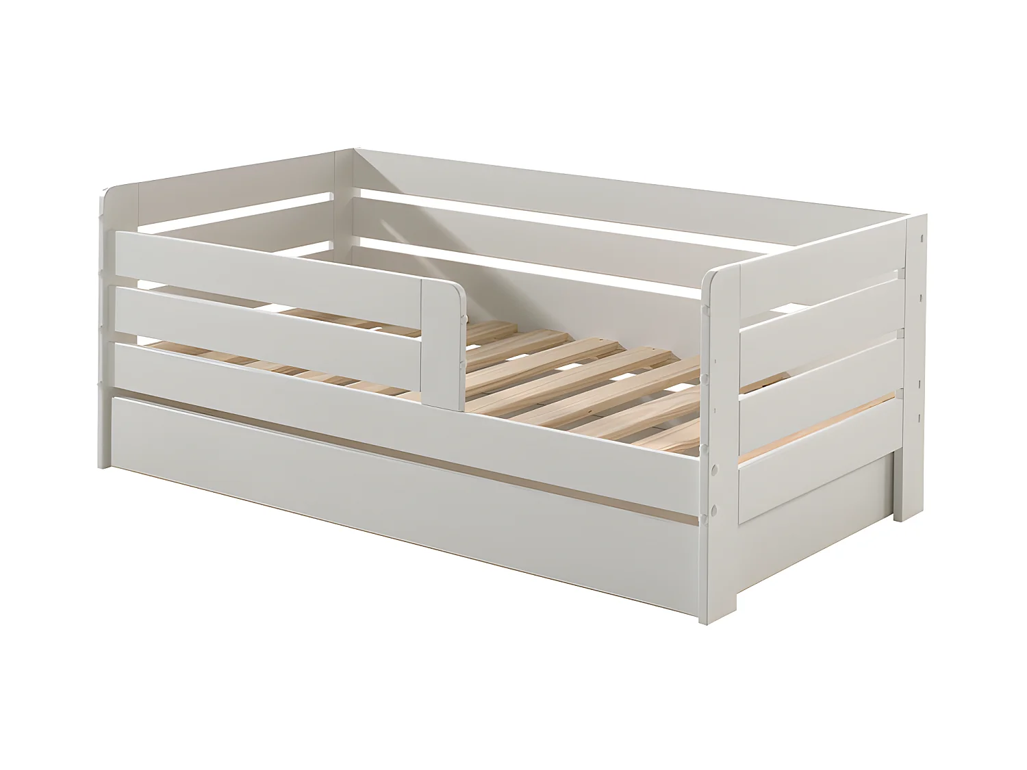 Cama Vipack Ted 70X140 com Estrado de Molas e Gaveta Branco PETITS-MEUBLES