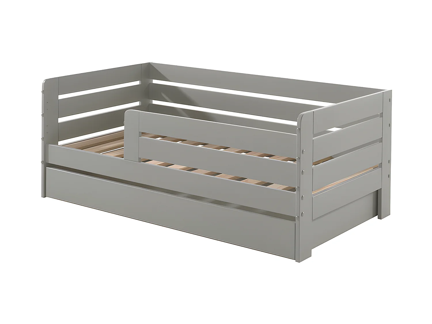Lit Enfant, Sommier & Tiroir "Toddler" 70x140cm Gris