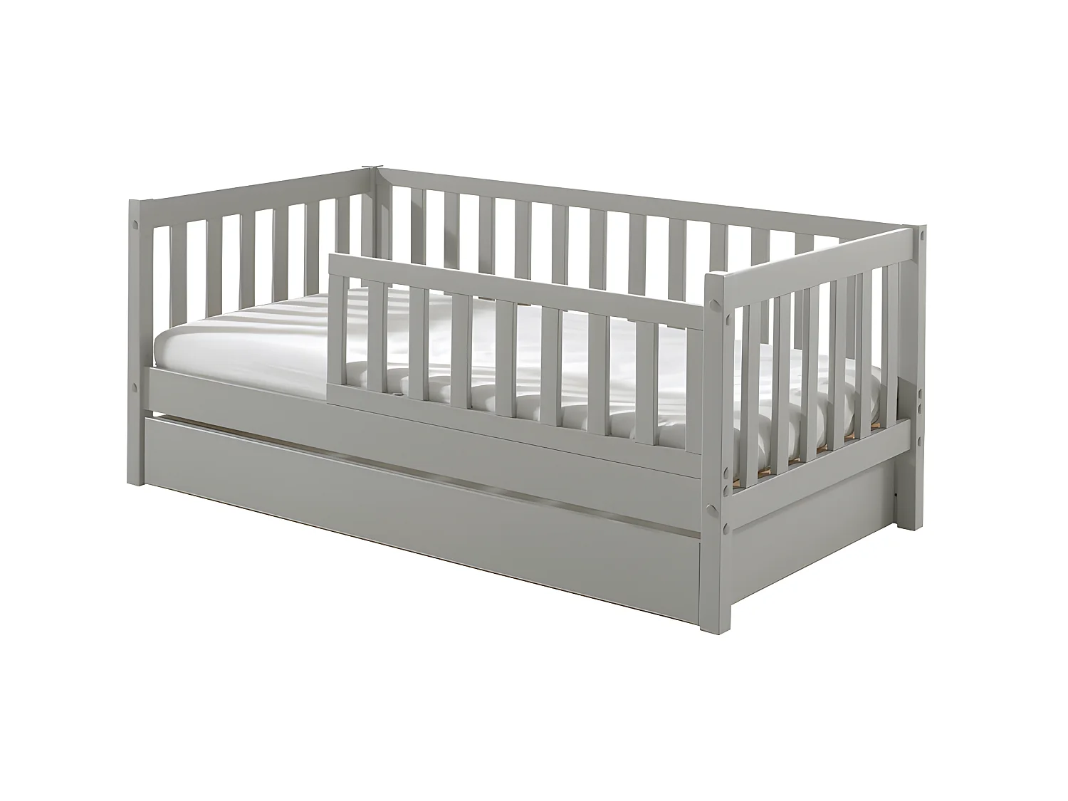 Lit Enfant, Sommier & Tiroir "Toddler II" 70x140cm Gris