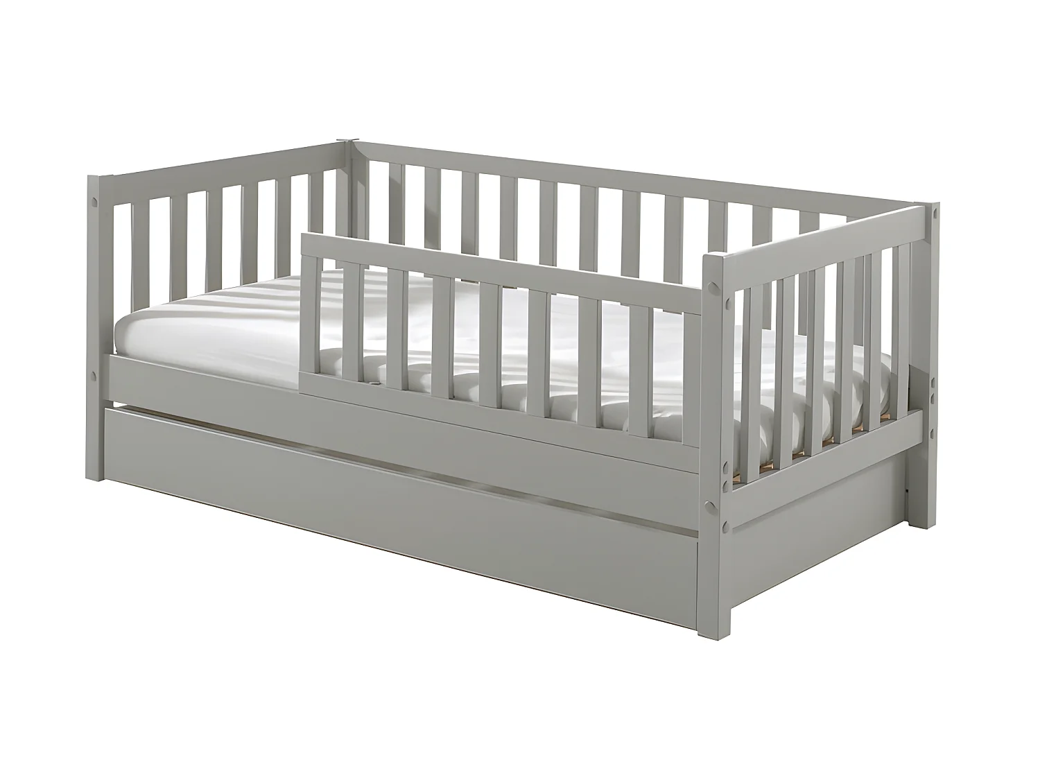 Cama Vipack Tod 70x140 incluindo estrado e gaveta - Cinzento