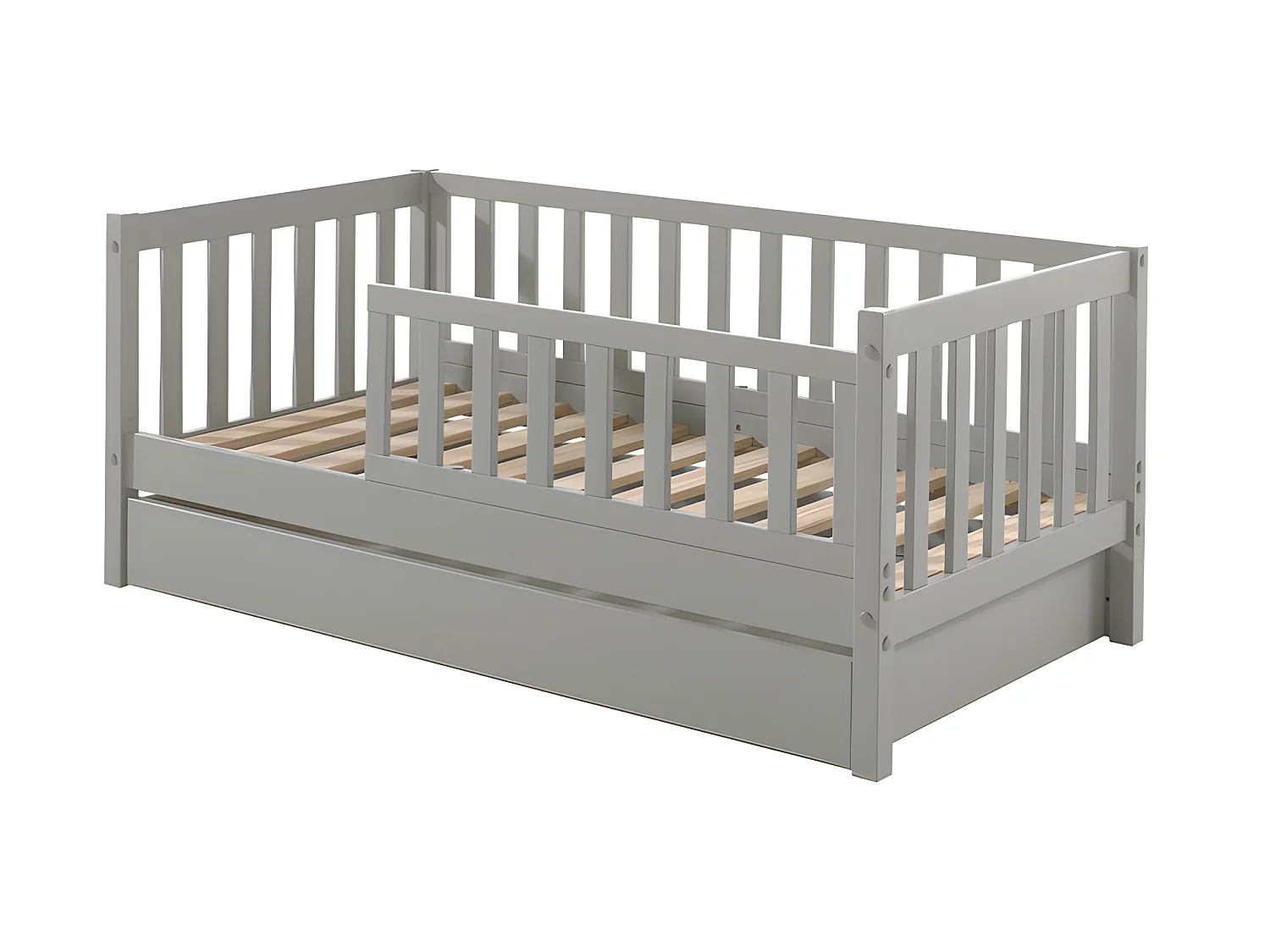 Cama Vipack Tod 70x140 incluindo estrado e gaveta - Cinzento