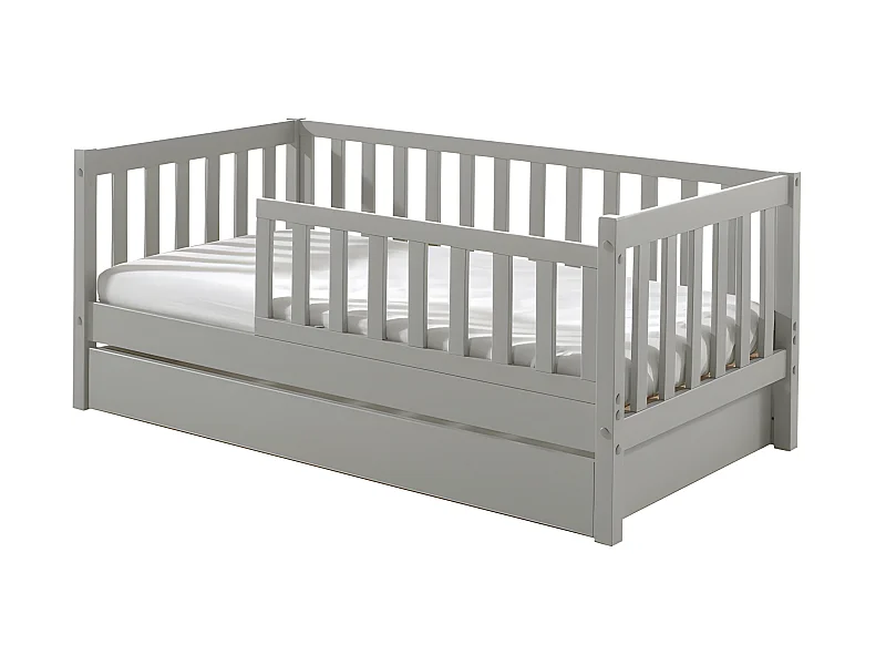 Lit Enfant, Sommier & Tiroir "Toddler II" 70x140cm Gris