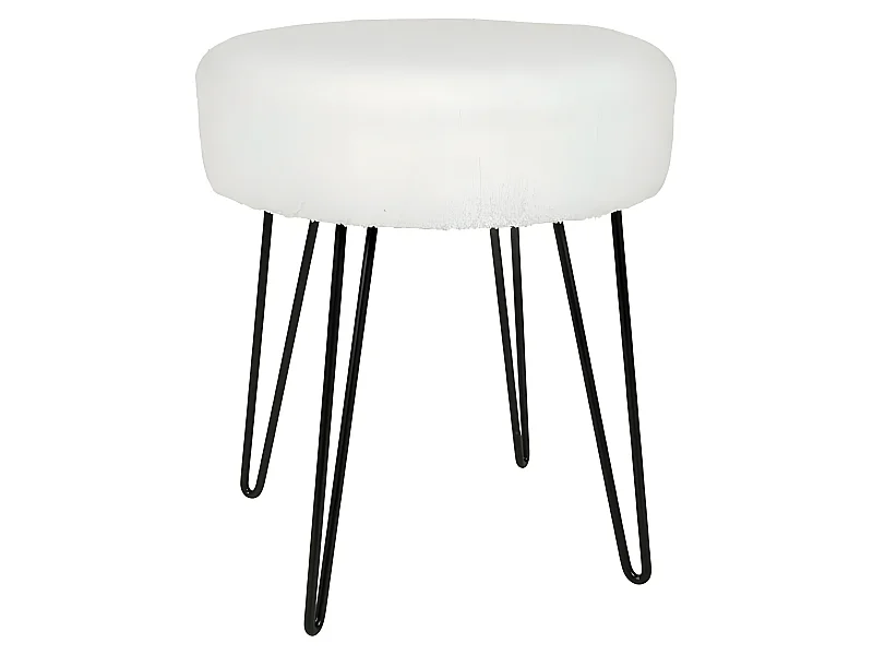 Tabouret bouclette blanc pieds métal Ostaria