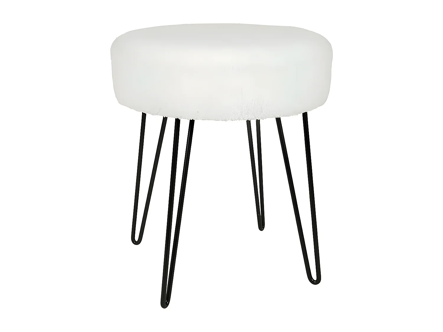 Tabouret bouclette blanc pieds métal Ostaria