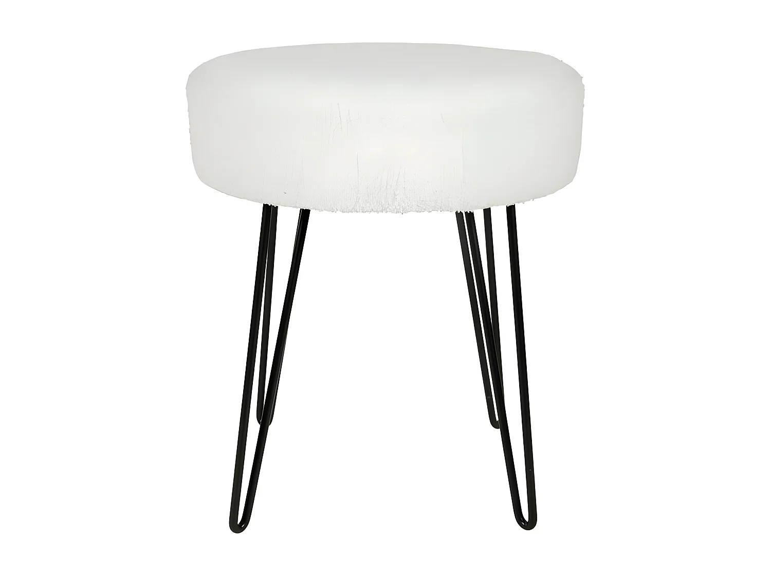 Tabouret bouclette blanc pieds métal Ostaria