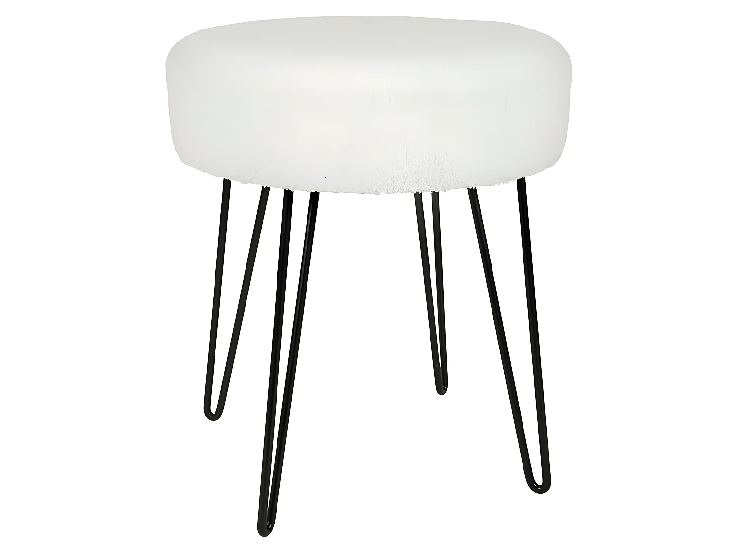 Tabouret bouclette blanc pieds métal Ostaria