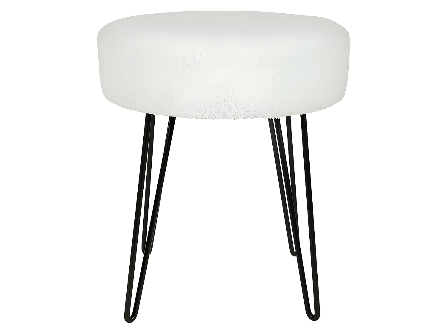 Tabouret bouclette blanc pieds métal Ostaria