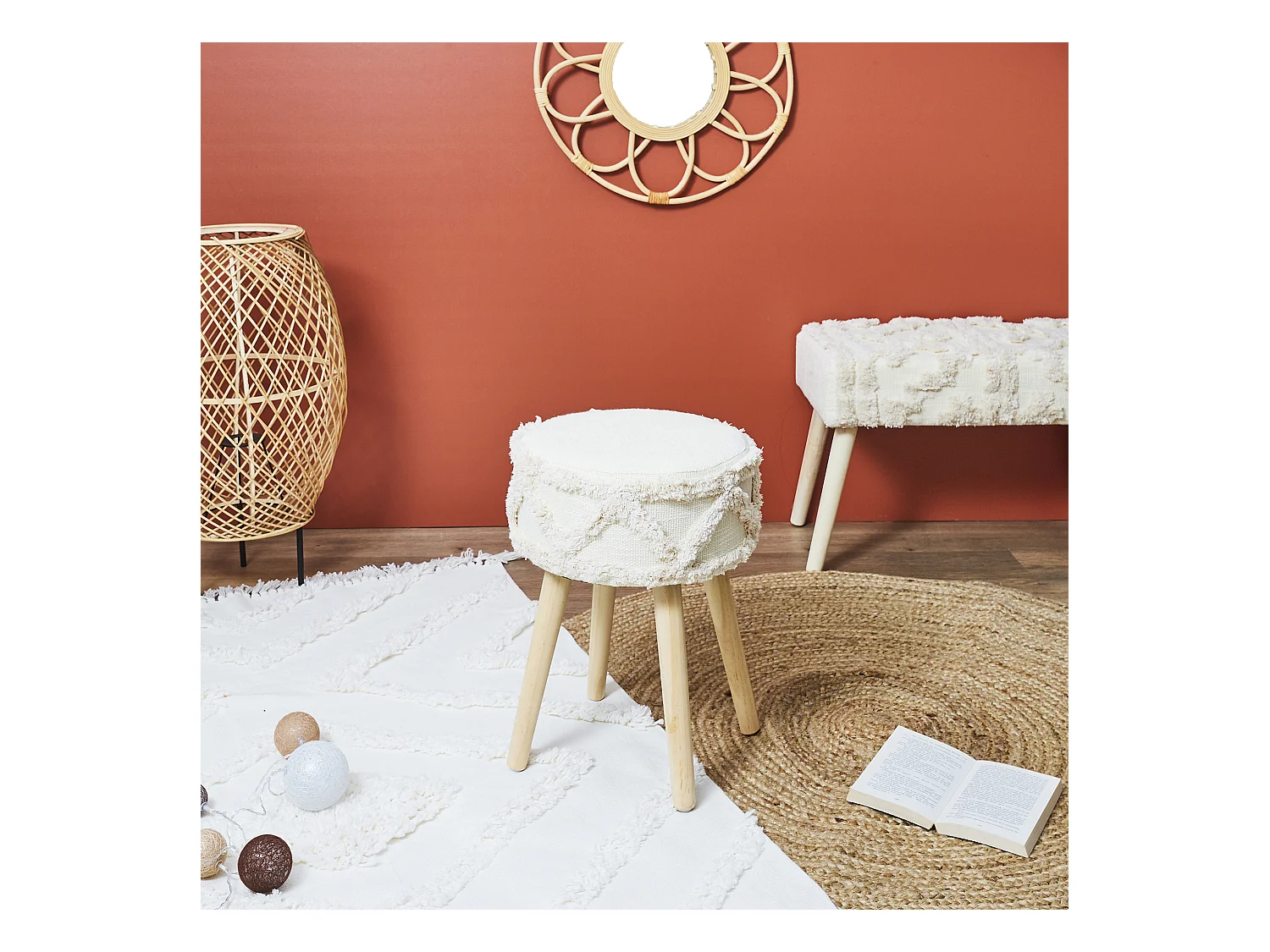 Tabouret Mirage Blanc, Marron