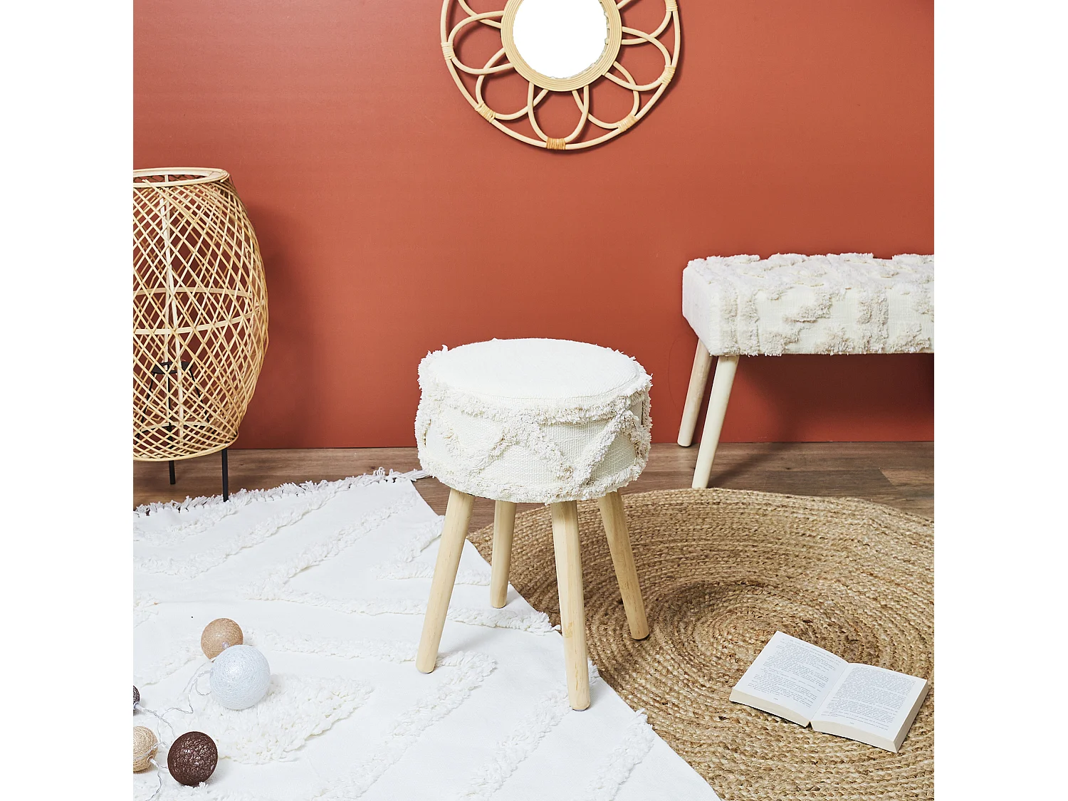 Tabouret Mirage Blanc, Marron