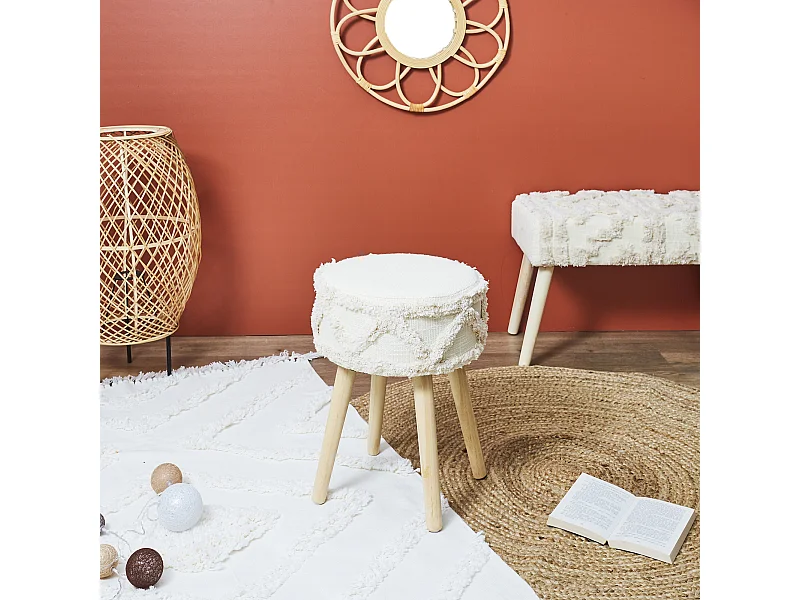 Tabouret Mirage Blanc, Marron