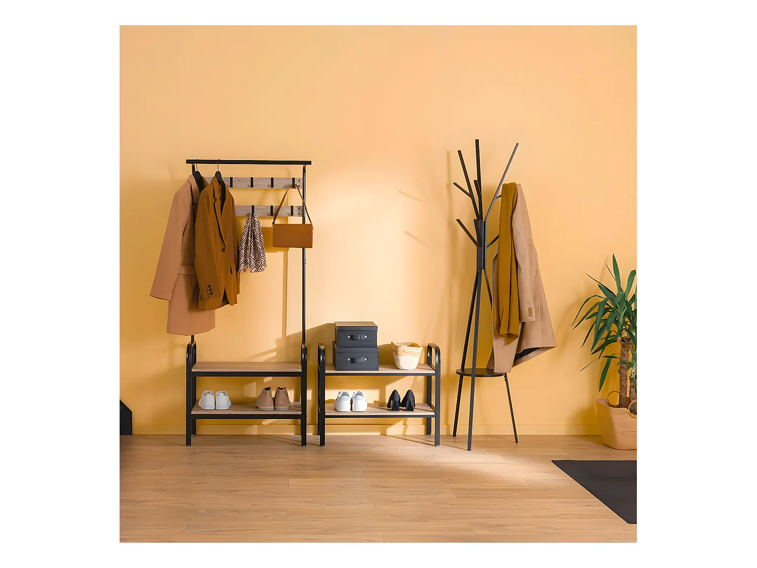 Meuble d'Entrée Vestiaire "Jano" 170cm Naturel