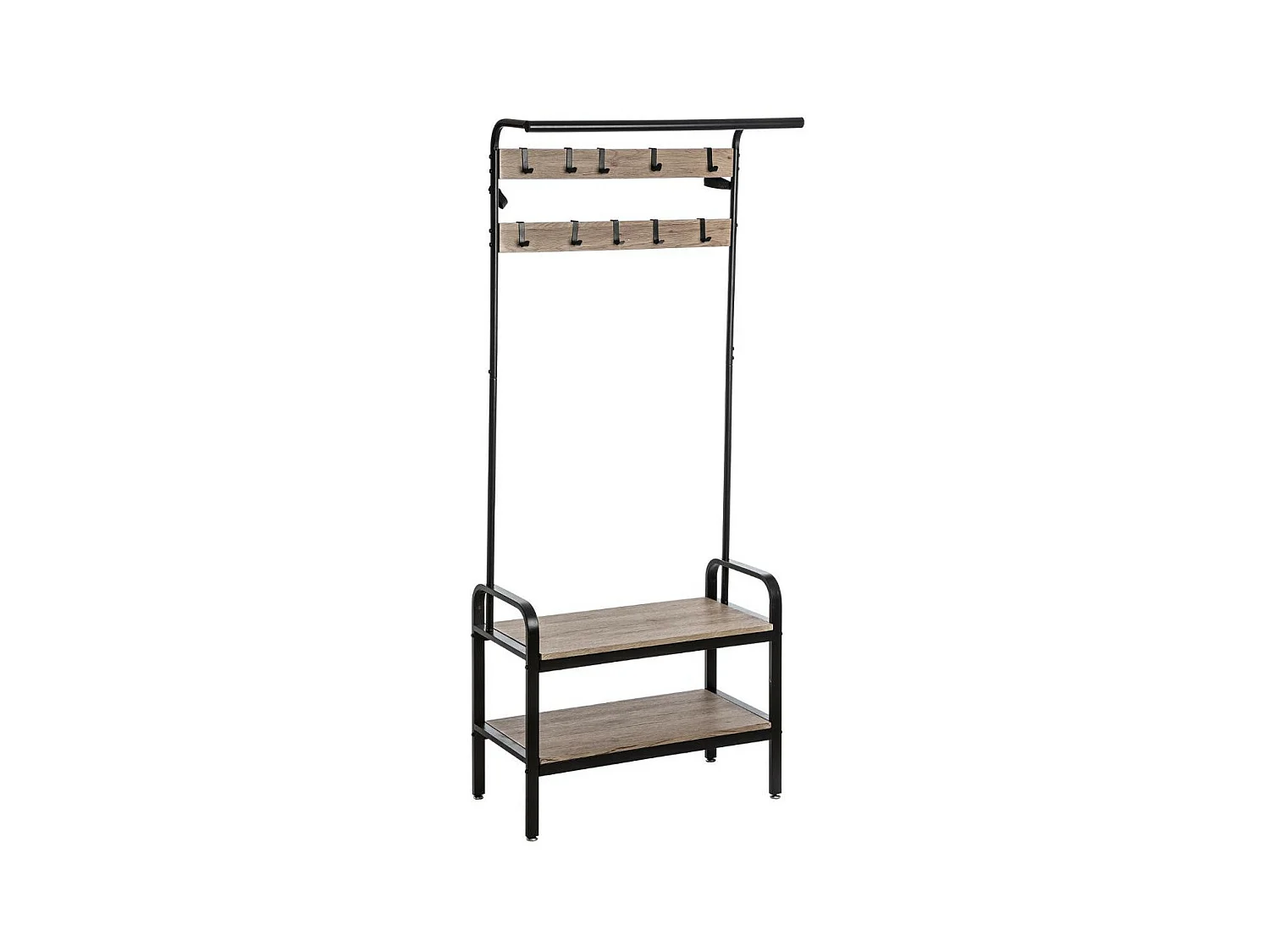 Cabide Jano Hallway Preto/Carvalho Claro 170x74x34 cm
