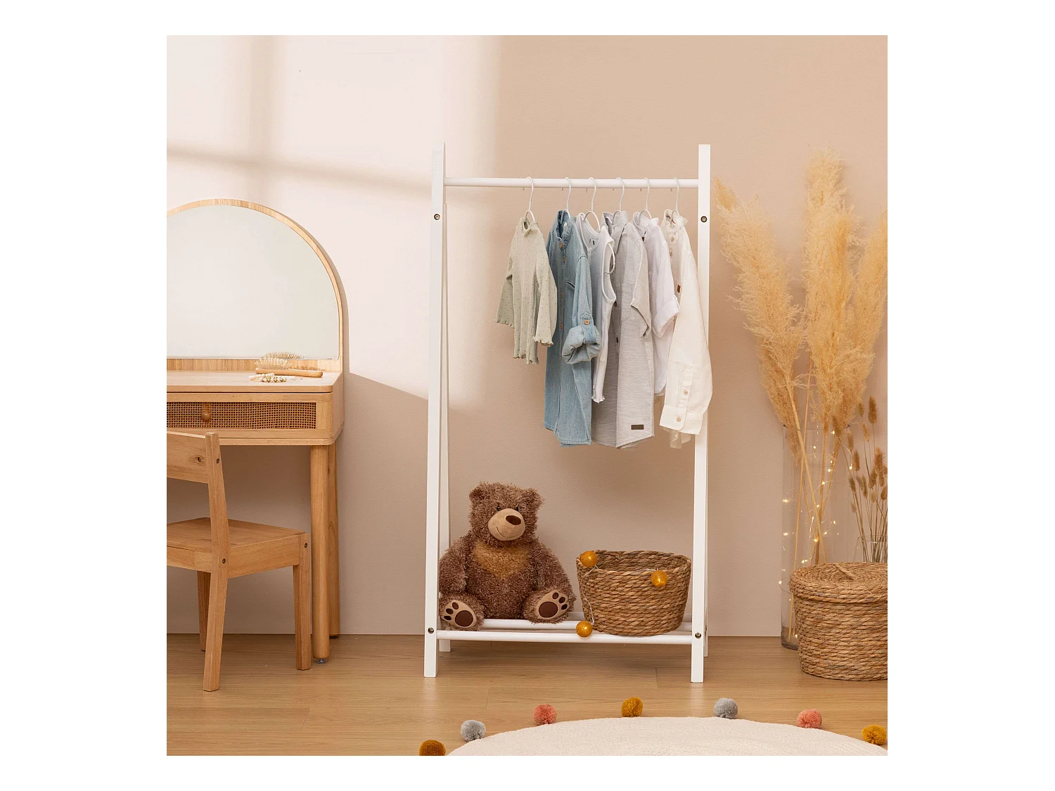 Portant à Vêtements Enfant "Simple" 115cm Blanc