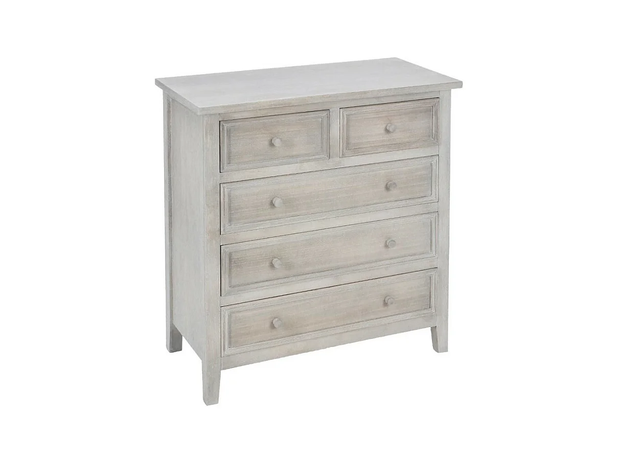 Commode 5 Tiroirs "Charme" 81cm Naturel