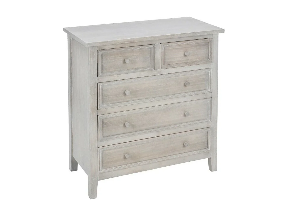 Commode 5 Tiroirs "Charme" 81cm Naturel
