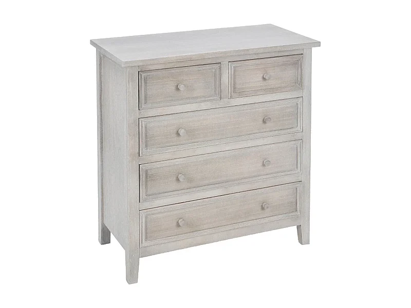 Commode 5 Tiroirs "Charme" 81cm Naturel