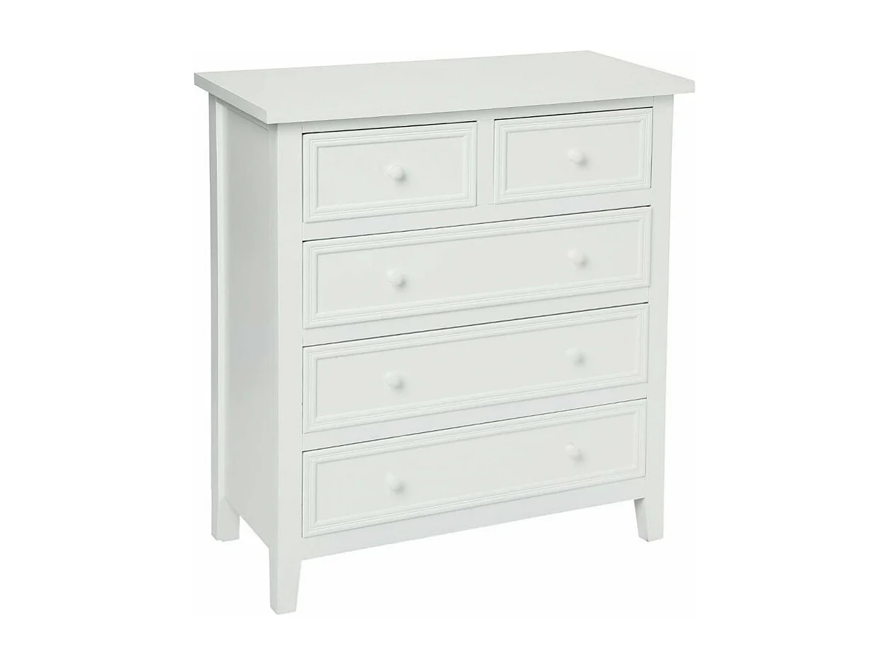Commode 5 Tiroirs "Charme" 81cm Blanc