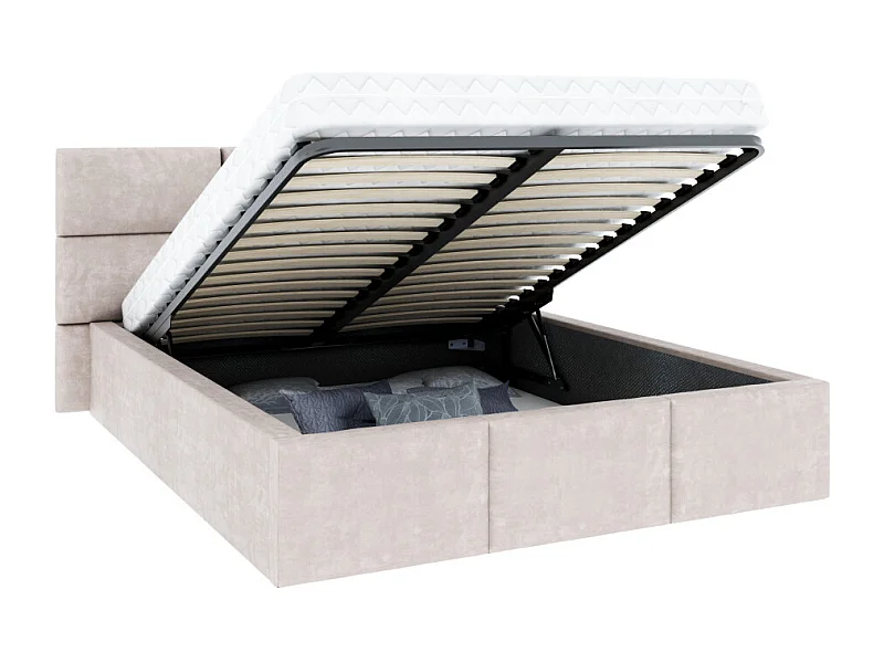 Lit Coffre Denver 140x190 - Sommier inclus Crème