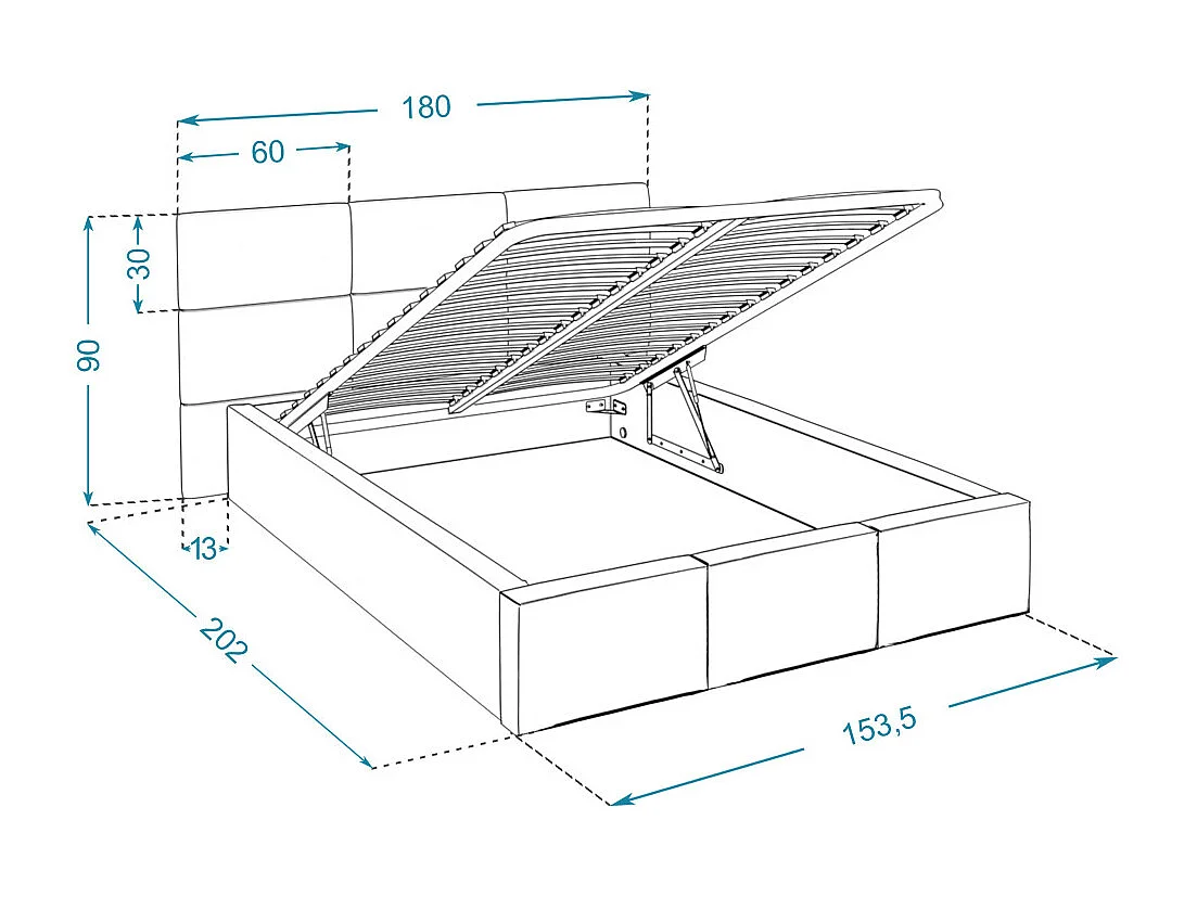Lit Coffre Denver 140x190 - Sommier inclus Crème