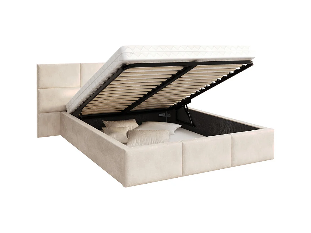 Lit Coffre Denver 160x200 - Sommier inclus Crème