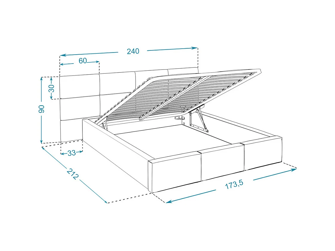 Lit Coffre Denver 160x200 - Sommier inclus Crème