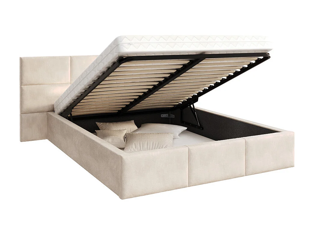 Lit Coffre Denver 160x200 - Sommier inclus Crème