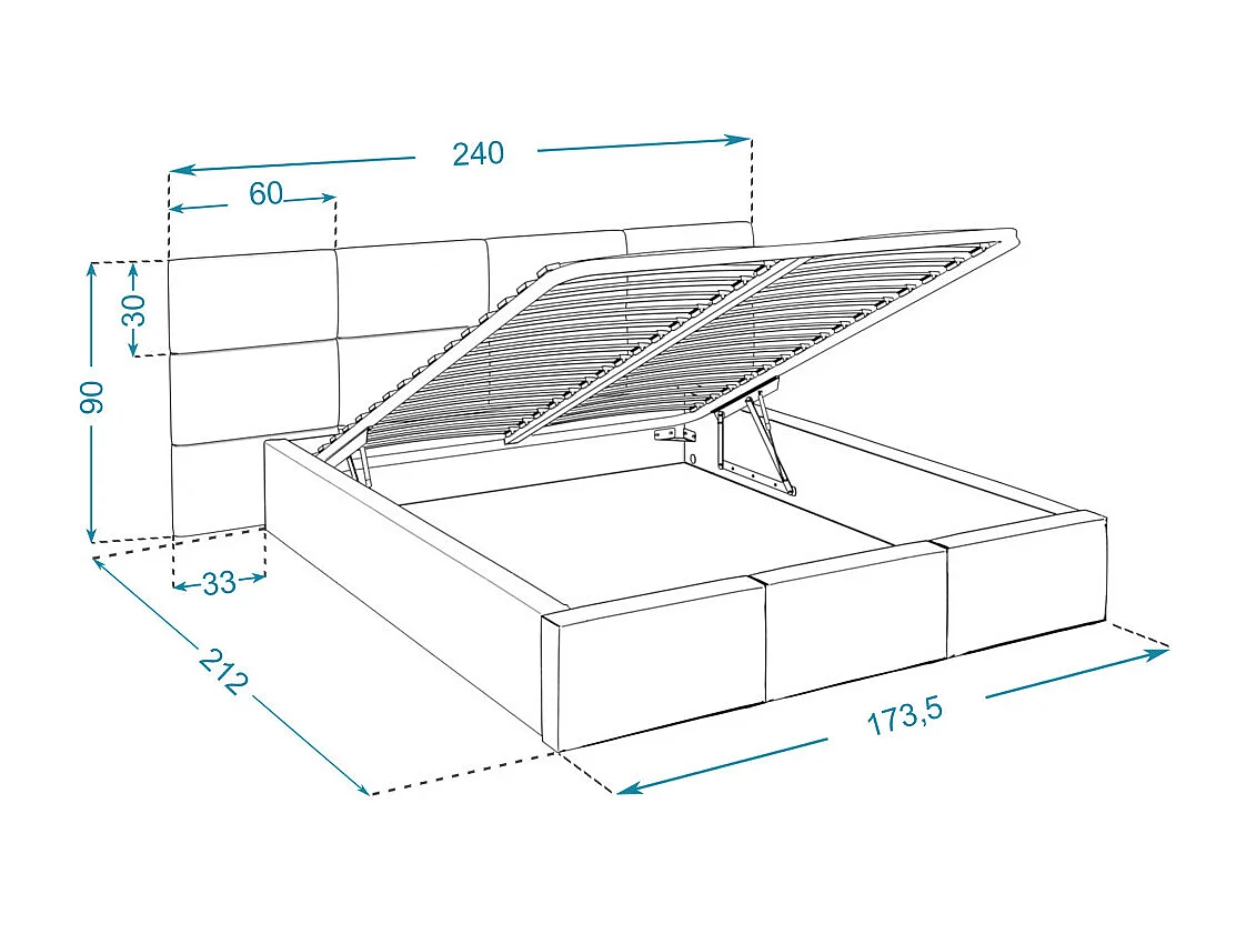 Lit Coffre Denver 160x200 - Sommier inclus Crème