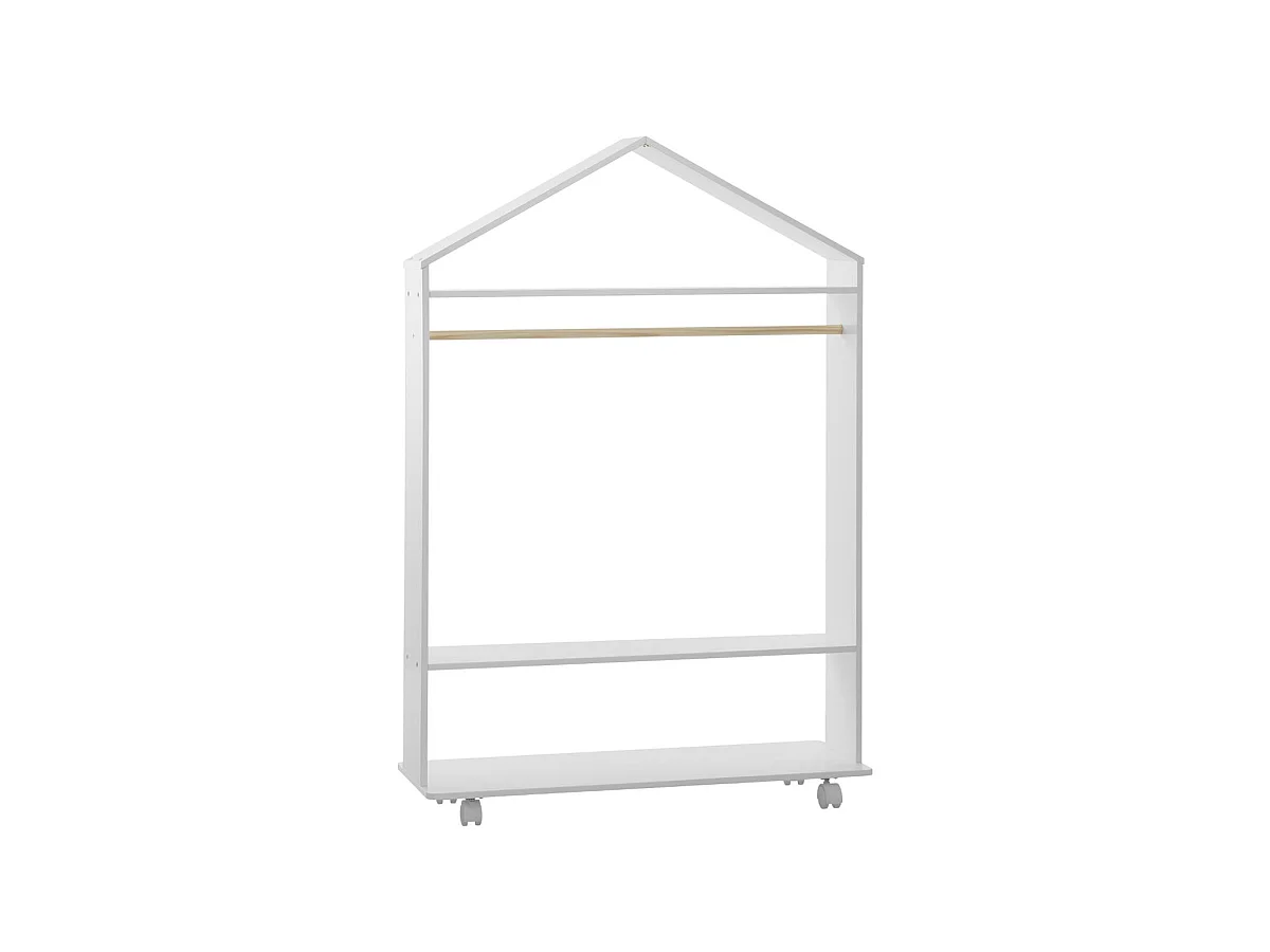 Penderie à Roulettes Enfant "Brad" 120cm Blanc