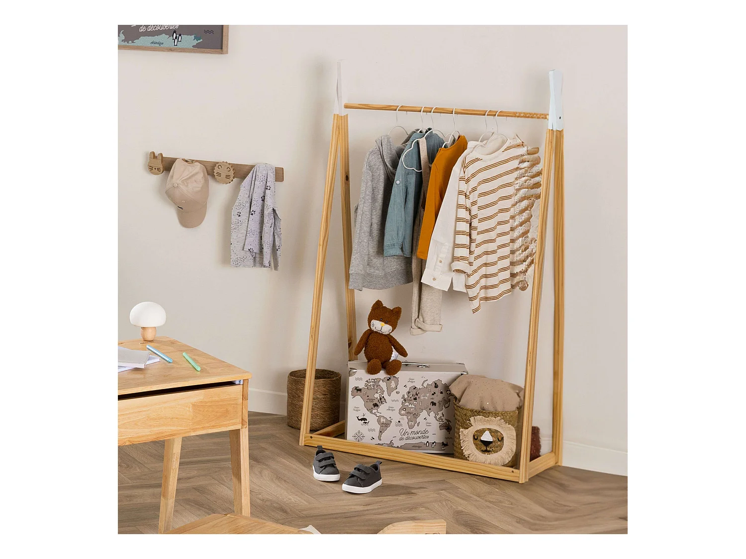 Penderie pour Enfant en Pin "Rêve" 126cm Naturel