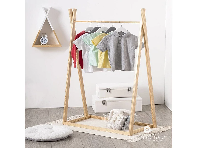 Burro De Ropa Tipi Infantil Organizador Melamina 79x126 cm Robe/Blanco