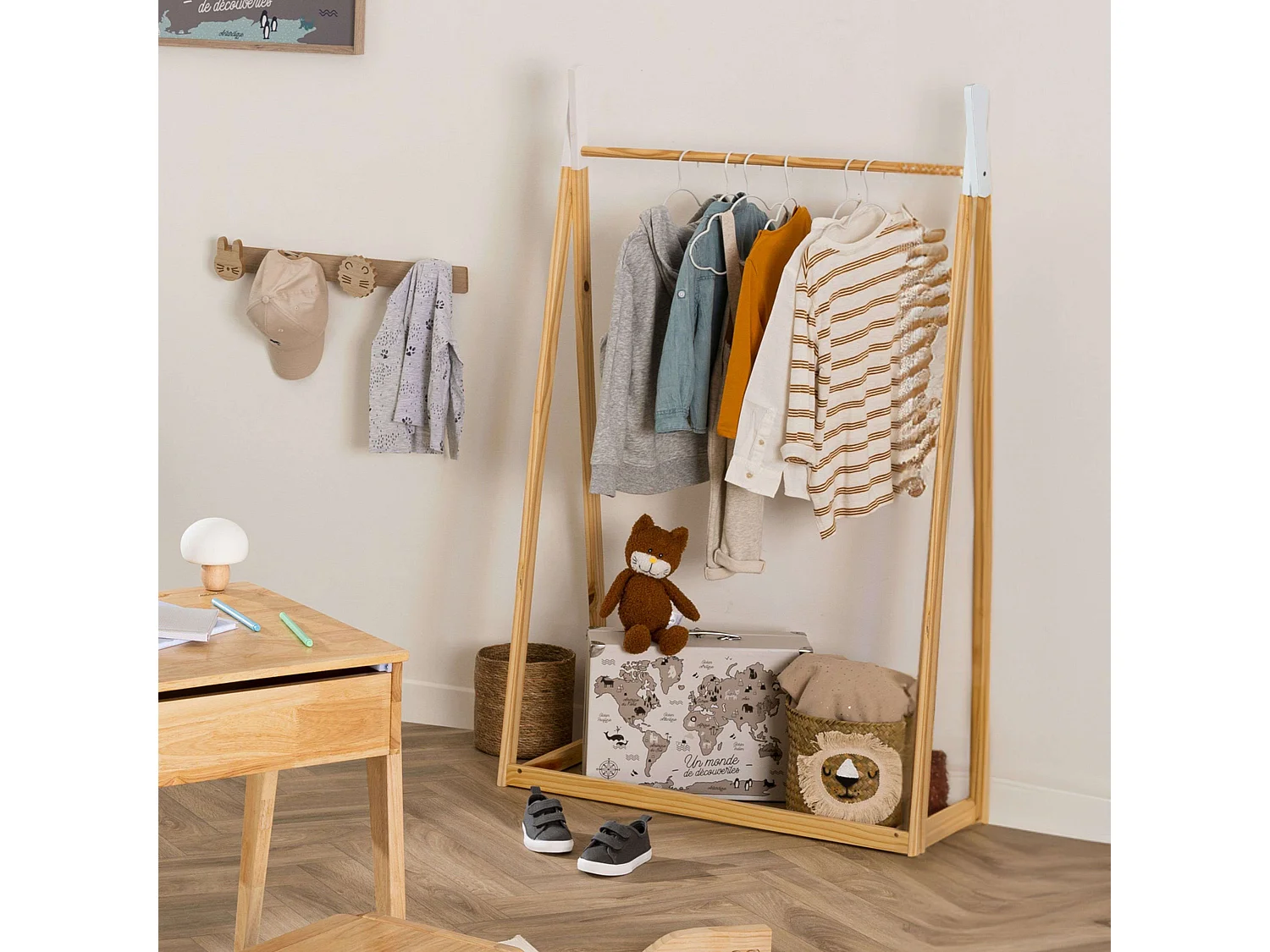 Organizador de roupas Tipi infantil Burro Melamina 79x126 cm Robe/Branco