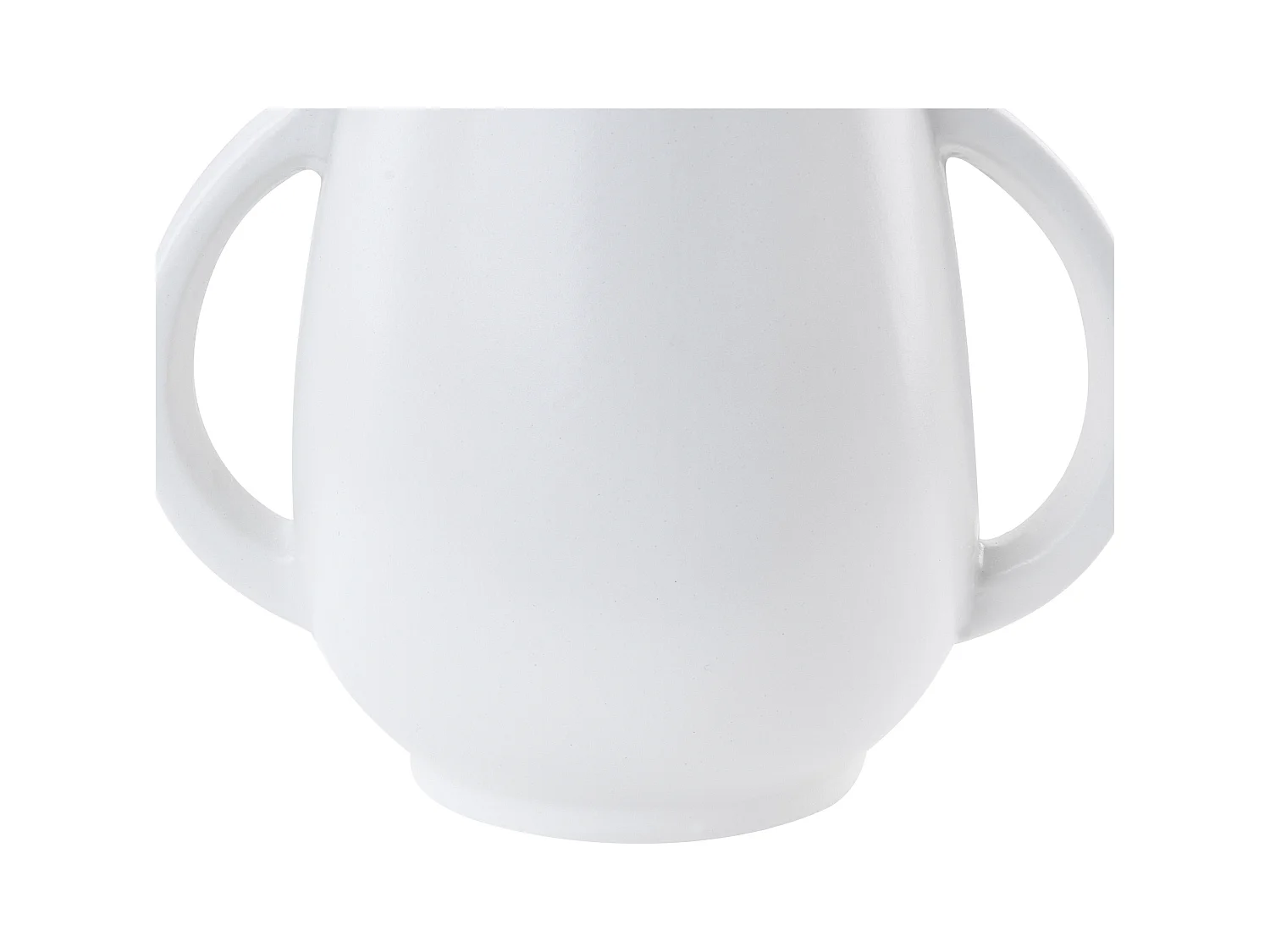 Blumenvase Keramik handgefertigt weiß 19 cm bauchig mit Griffen Modern Koropi