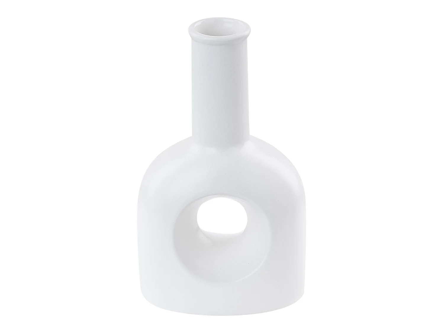 Blumenvase Keramik handgefertigt weiß 22 cm organische Form Modern Thebes