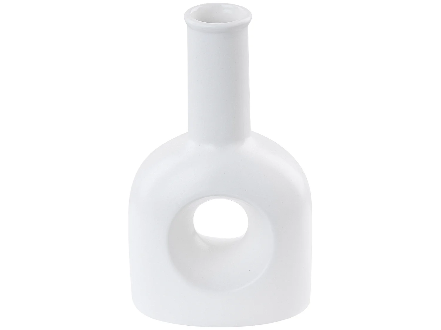 Blumenvase Keramik handgefertigt weiß 22 cm organische Form Modern Thebes