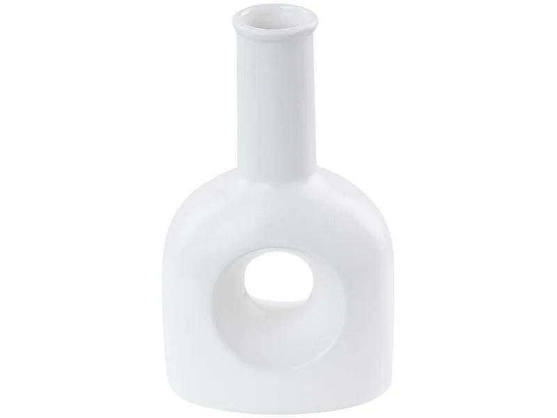 Vase à fleurs THEBES Céramique 22 cm Blanc