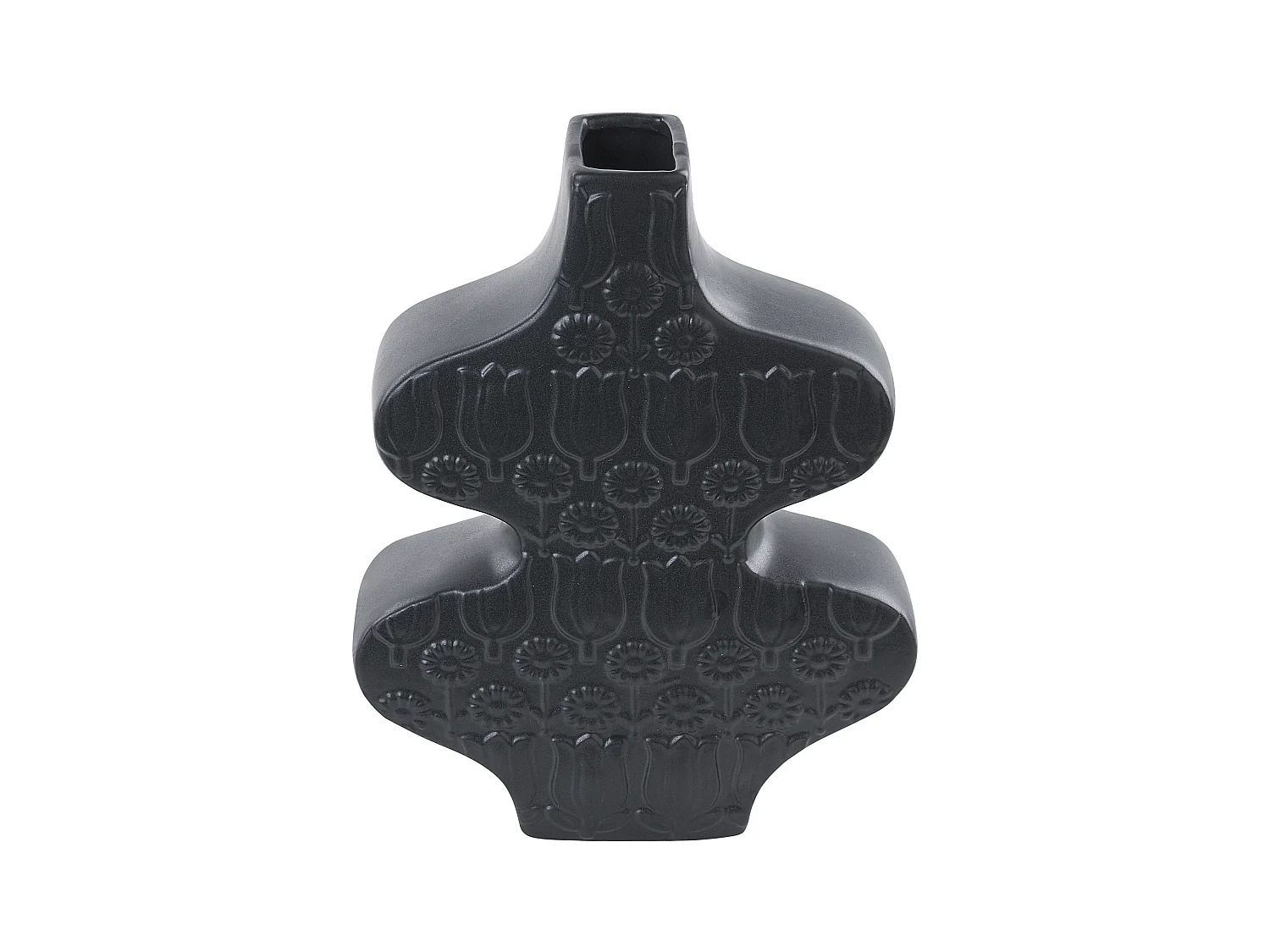 Blumenvase Keramik handgefertigt schwarz 25 cm originelle Form Modern Argos