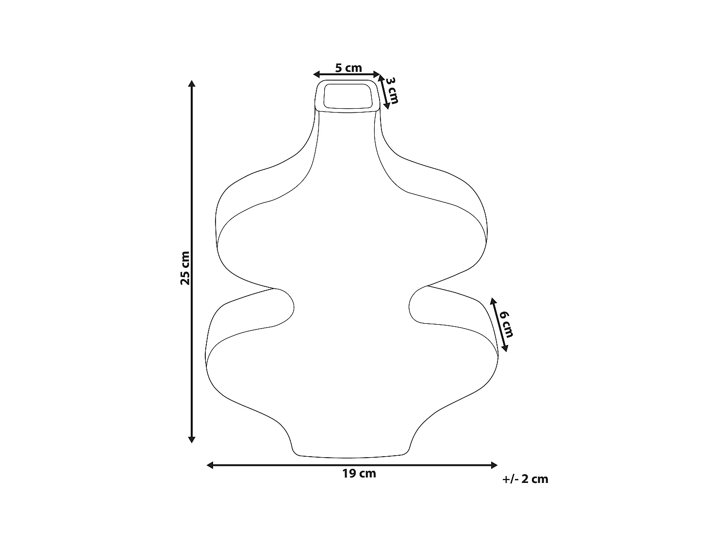 Blumenvase Keramik handgefertigt schwarz 25 cm originelle Form Modern Argos