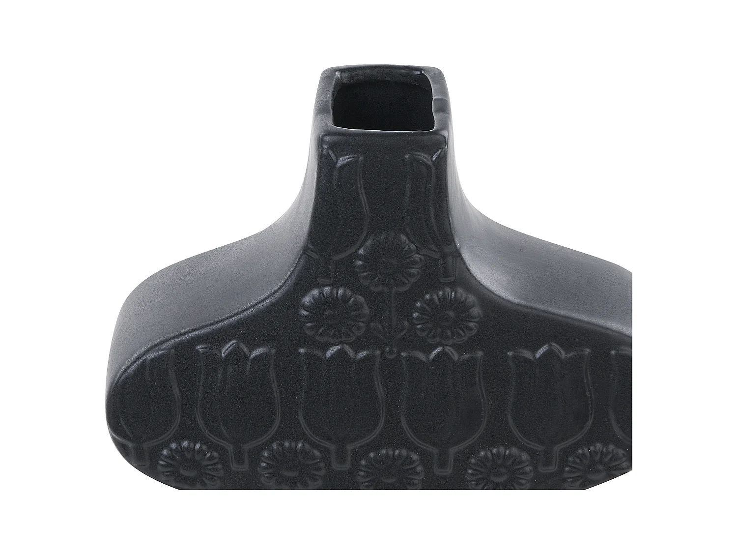 Blumenvase Keramik handgefertigt schwarz 25 cm originelle Form Modern Argos