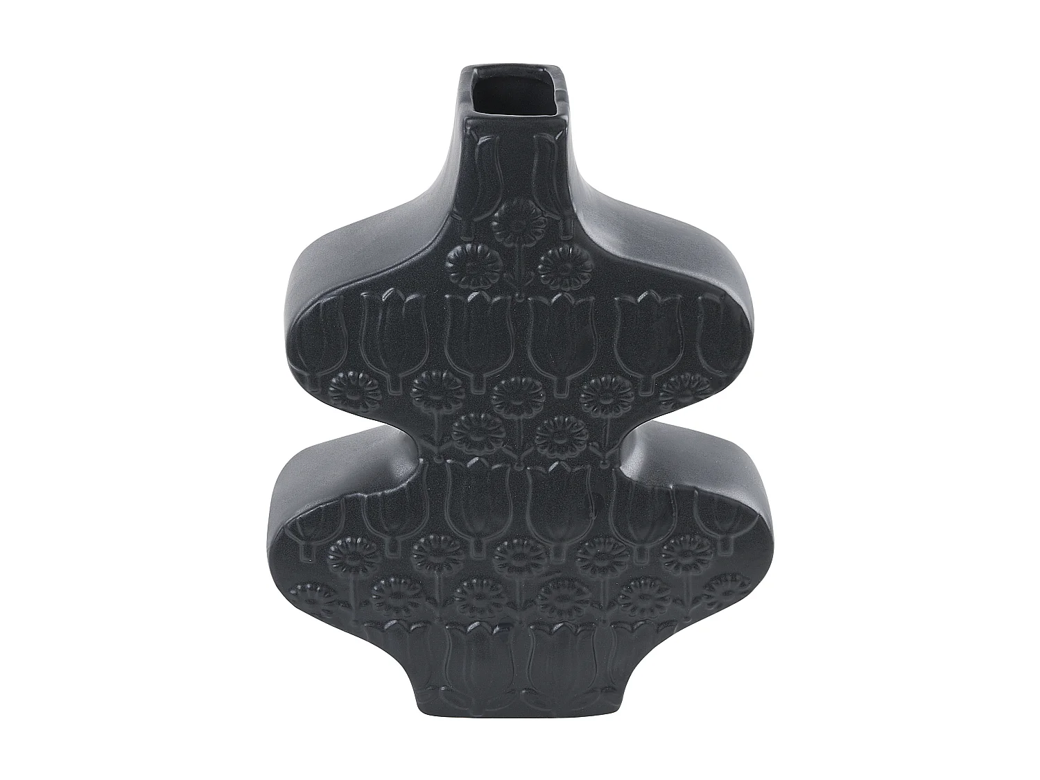 Blumenvase Keramik handgefertigt schwarz 25 cm originelle Form Modern Argos