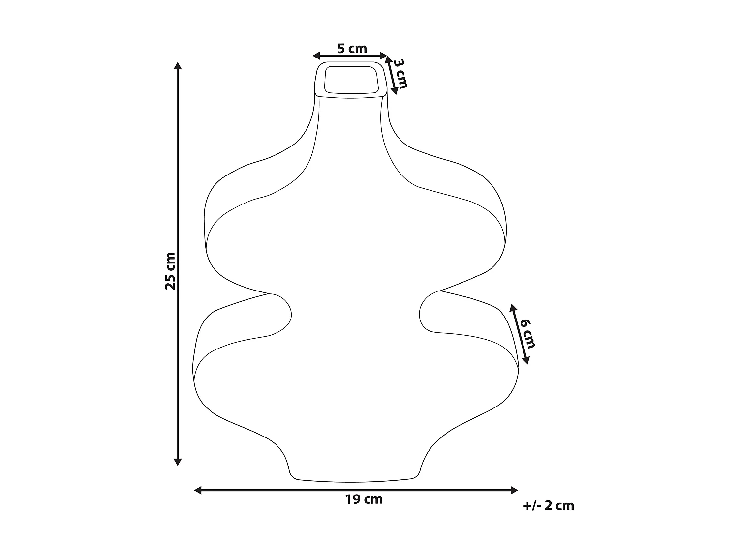 Blumenvase Keramik handgefertigt schwarz 25 cm originelle Form Modern Argos