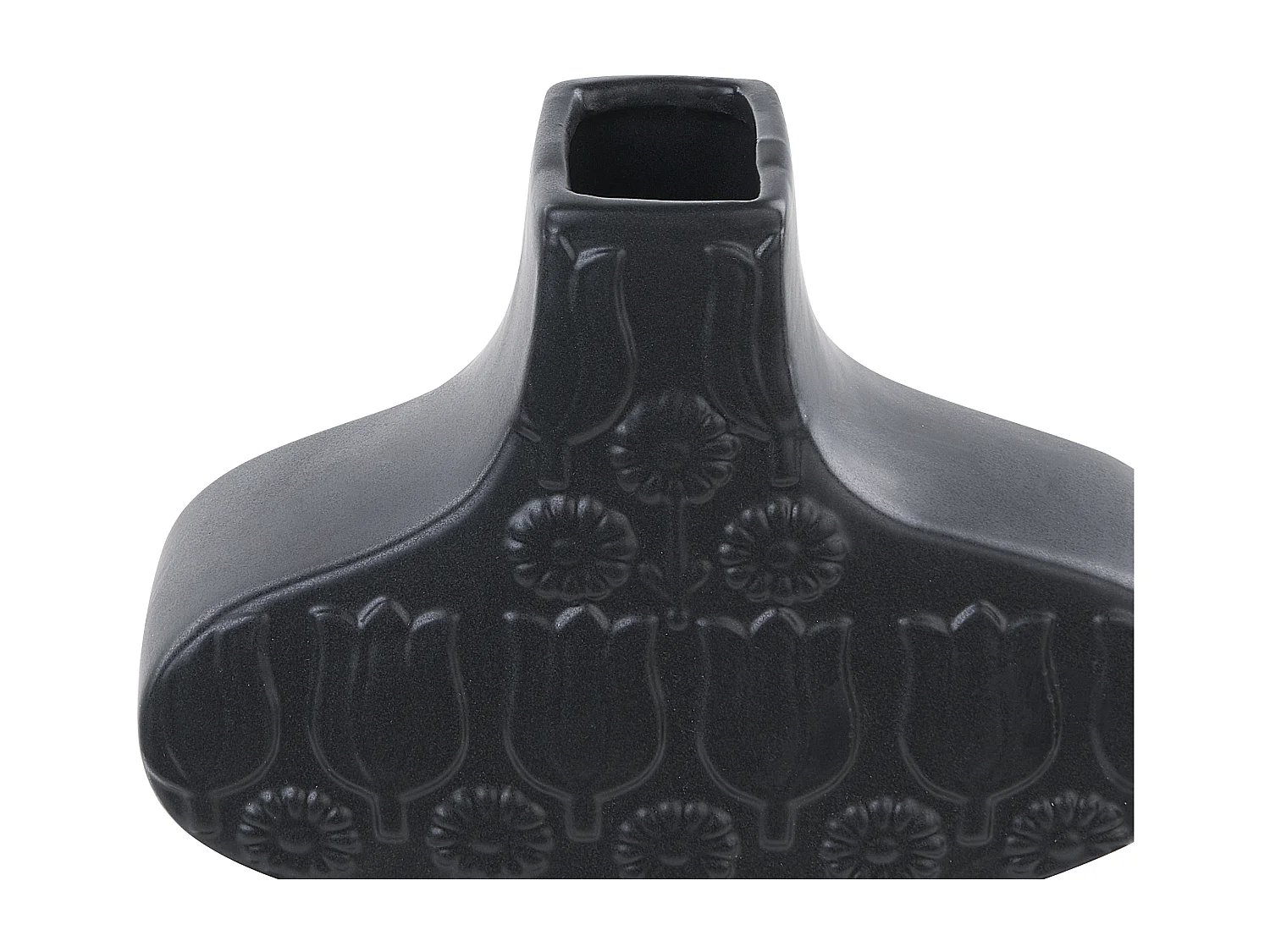 Blumenvase Keramik handgefertigt schwarz 25 cm originelle Form Modern Argos