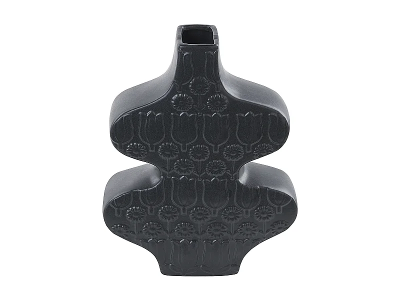 Blumenvase Keramik handgefertigt schwarz 25 cm originelle Form Modern Argos