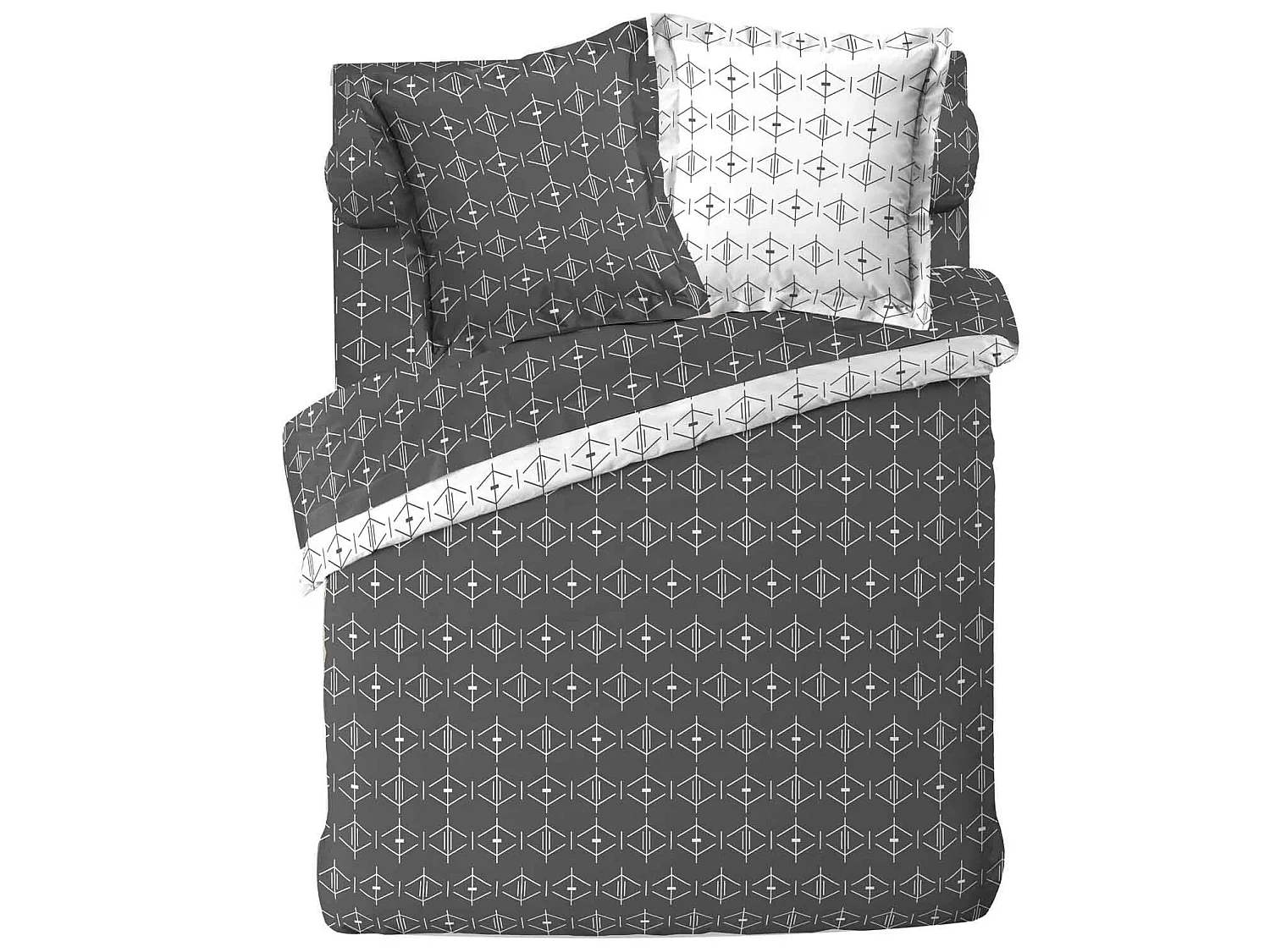 Housse de couette 220 x 240 cm Aris geometrix anthracite