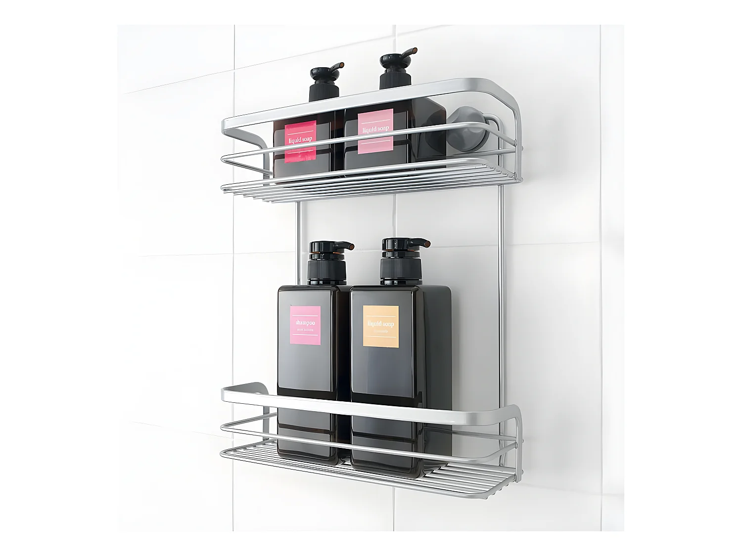 Étagère de Salle de Bain 2 Niveaux Série VIVA de Metaltex. Finition Polytherm® Couleur Argent