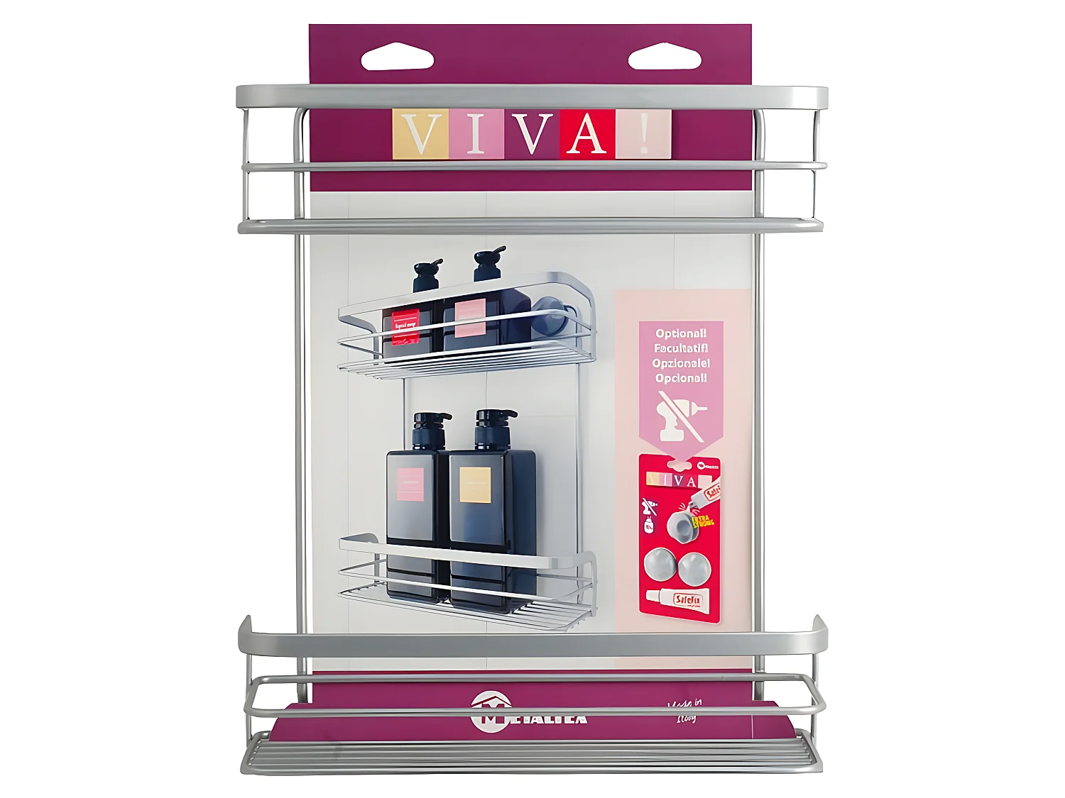 Badkamerrek 2 Niveaus VIVA Metaltex Polytherm® Zilver