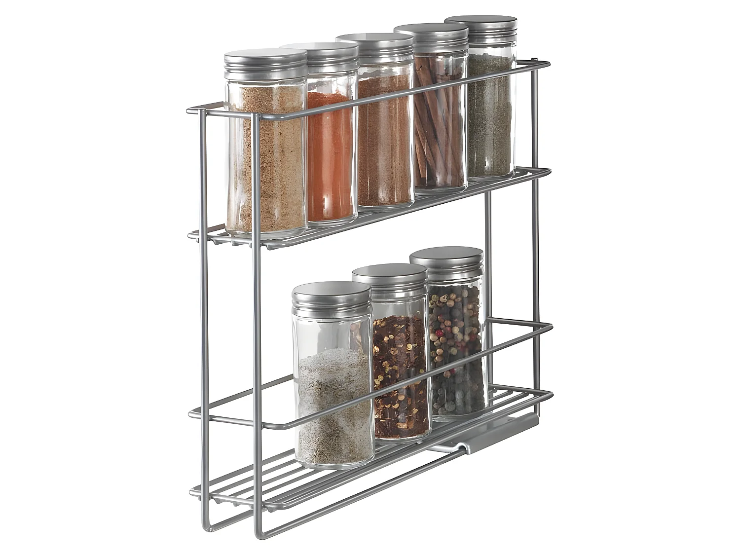 Étagère coulissante IN&OUT en métal de Metaltex. Finition Polytherm® couleur argentée