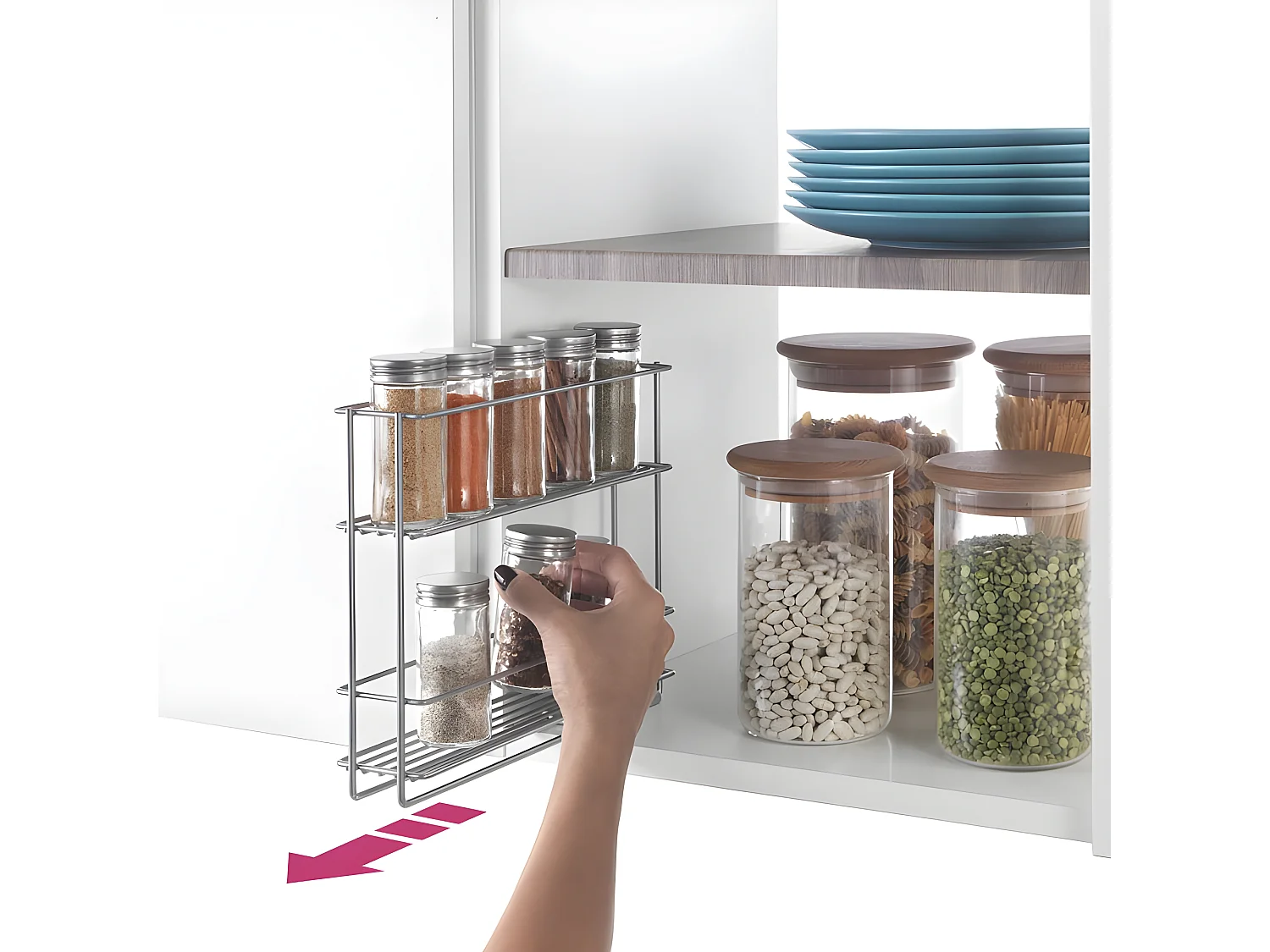 Étagère coulissante IN&OUT en métal de Metaltex. Finition Polytherm® couleur argentée